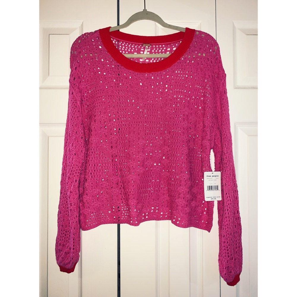 FREE PEOPLE NWT Hot Pink Cropped Sweater